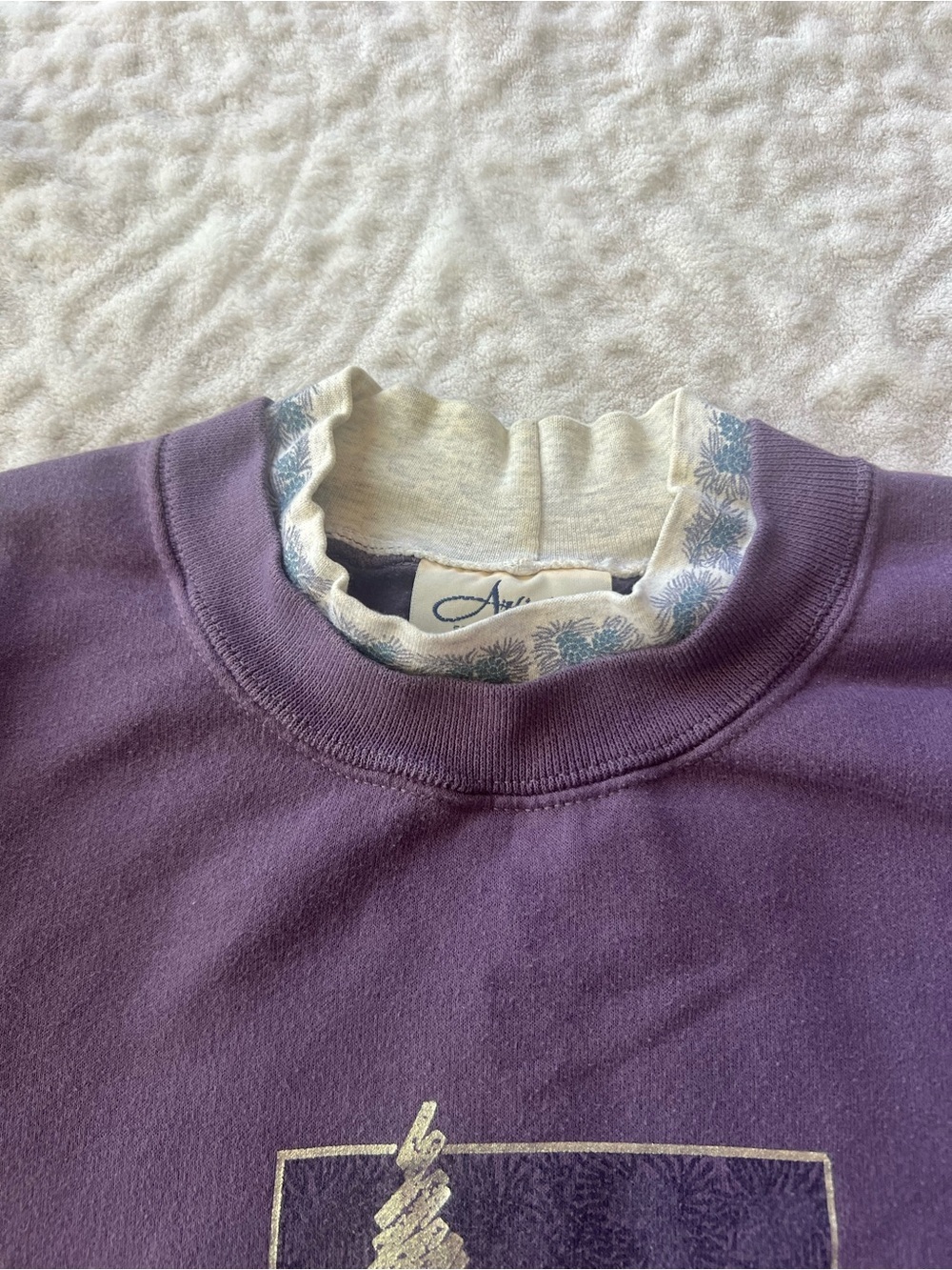 Vintage Purple Crewneck SweatshirtEmbroidered Christmas Tree Graphic Oversized - Picture 3 of 9